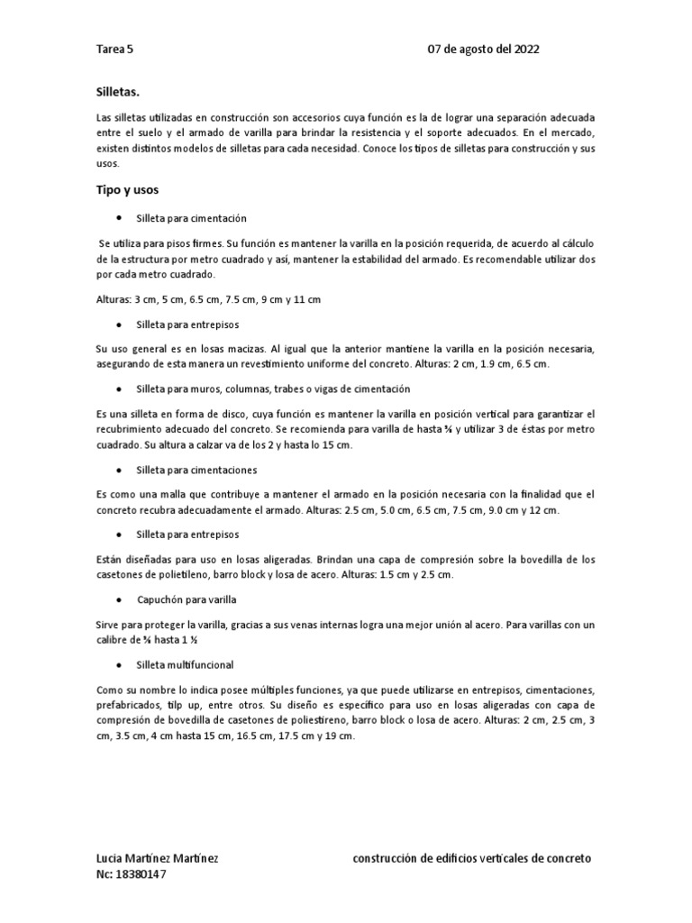 Silletas | PDF | Hormigón | Fundación (Ingeniería)