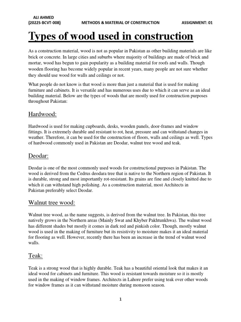 Types of Wood Used in Construction (40 | PDF | Concrete | Wood