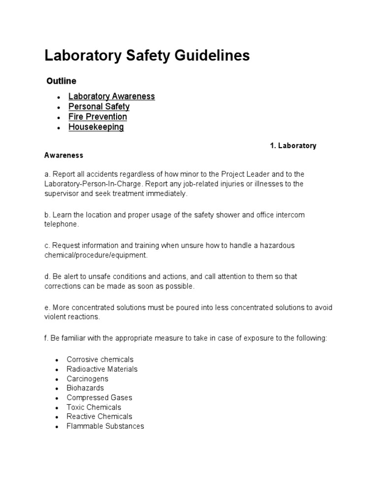 Laboratory Safety Guidelines PDF