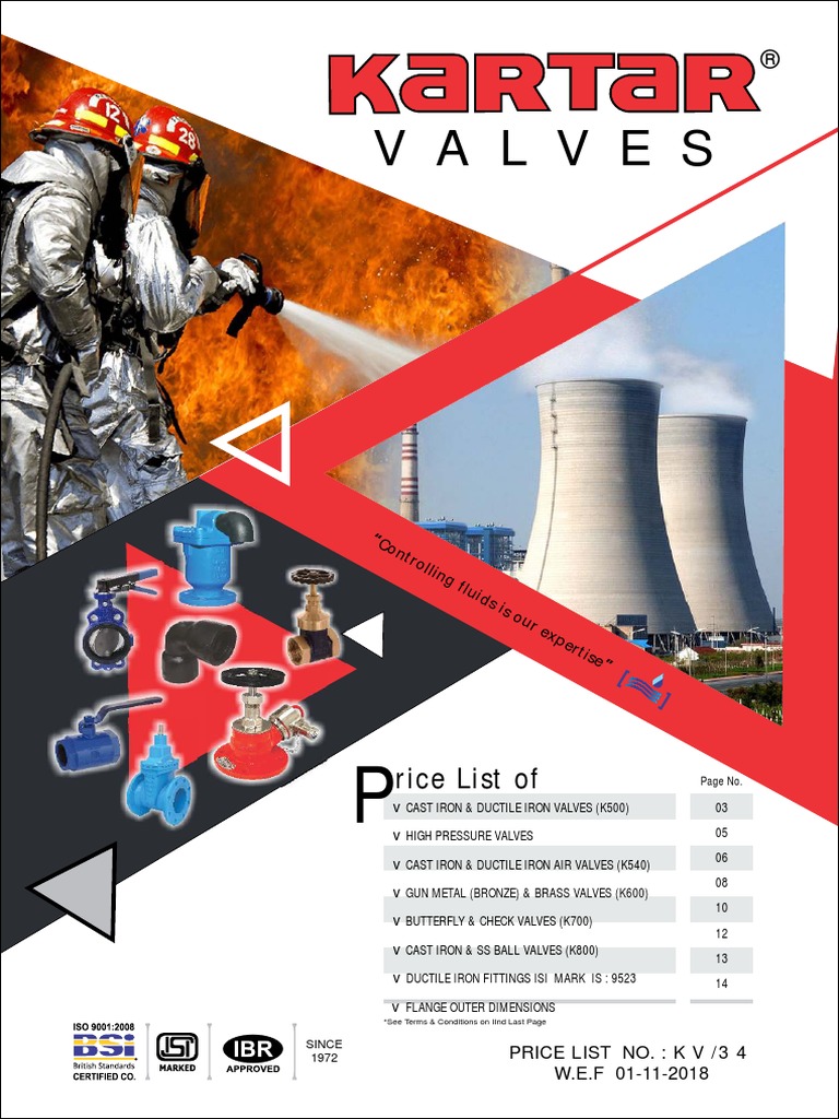 Kartar Valves Price List PDF Valve Equipment