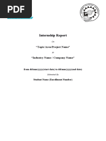 Internship Report Format