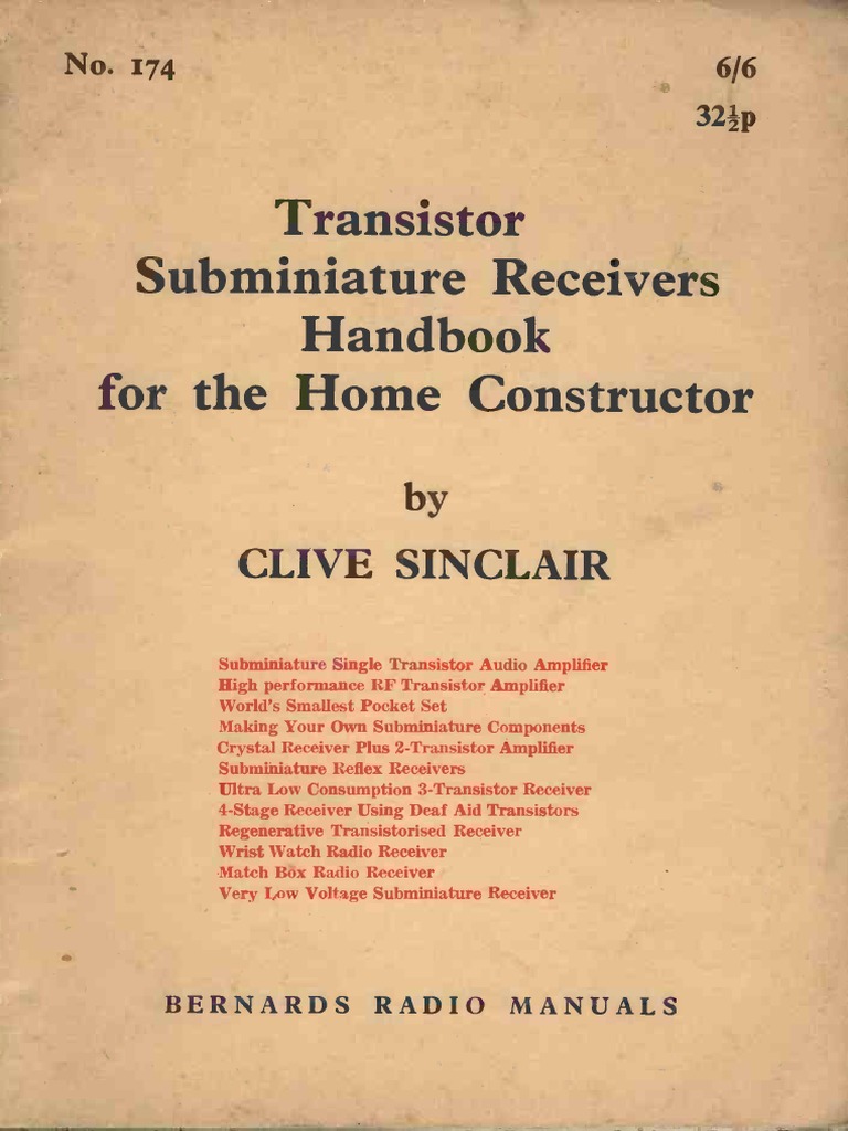 Transistor Subminiature Receivers Handbook Bernard 174 Clive Sinclair PDF Amplifier Capacitor