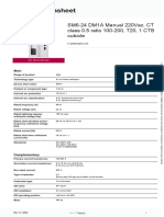 SM6-24 DM1A Manual 220Vac, CT class 0.5 ratio 100-200, T20, 1 CTB cubicle datasheet