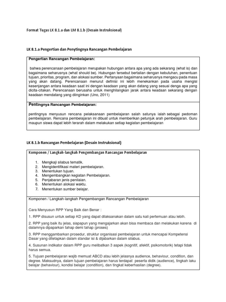 Desain Instruksional: RPP Efektif | PDF