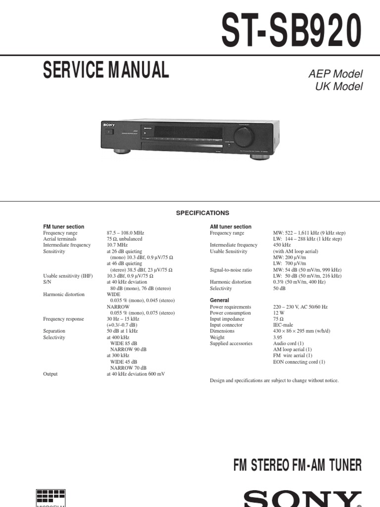 Notice SONY ST-SB920 - Trouver une solution à un problème