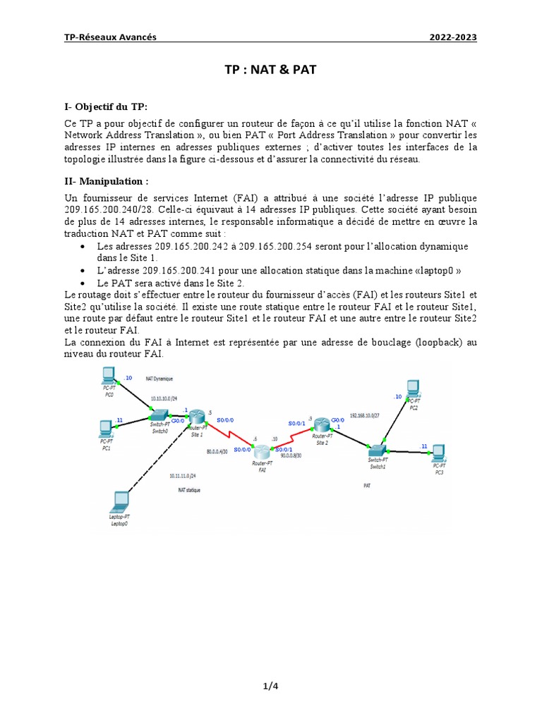 Configuration NAT et PAT sur Routeurs | PDF | Adresse IP | Informatique