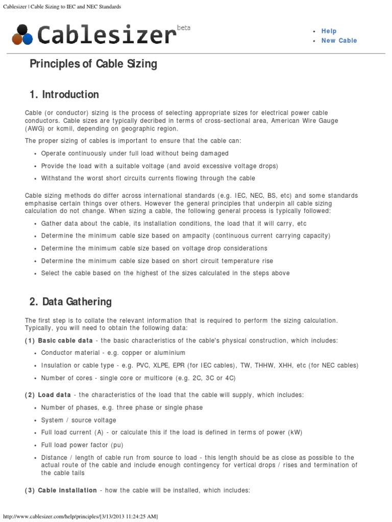 Cablesizer Cable Sizing To IEC and NEC S | PDF | Wire | Metrology