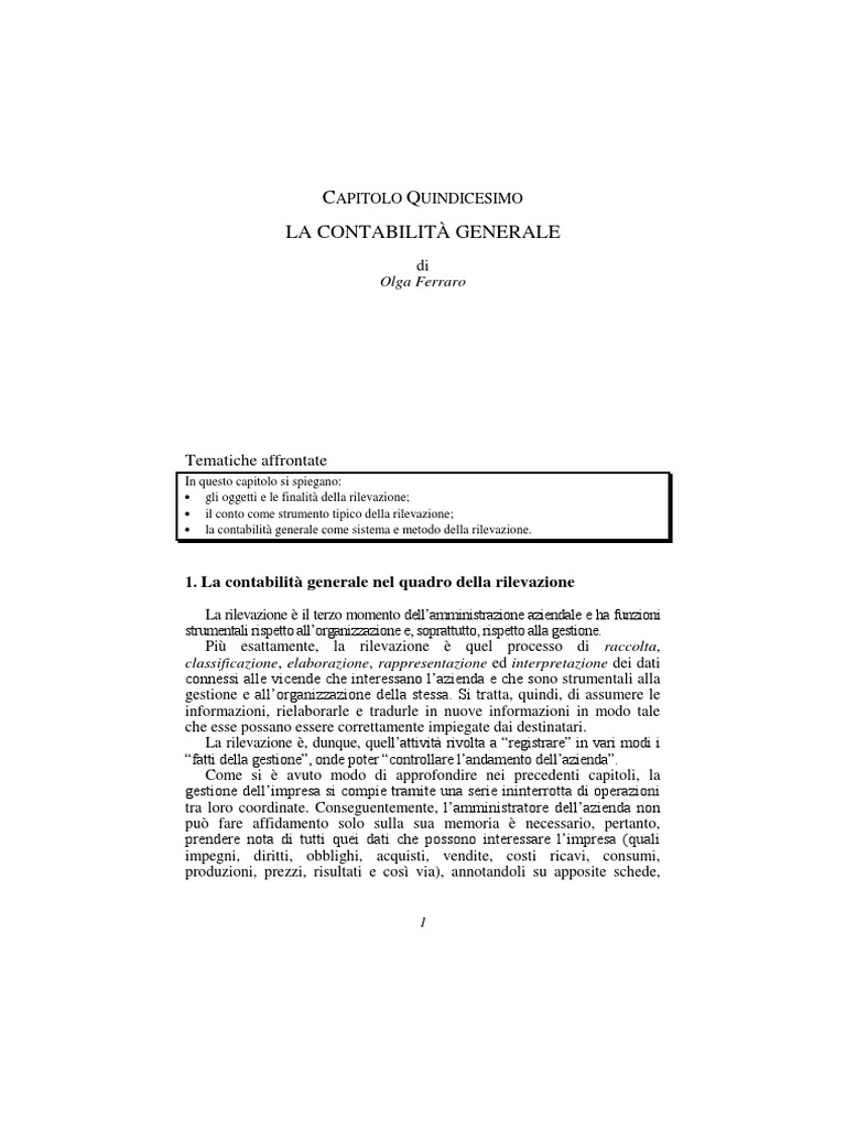 La Contabilità Generale | PDF