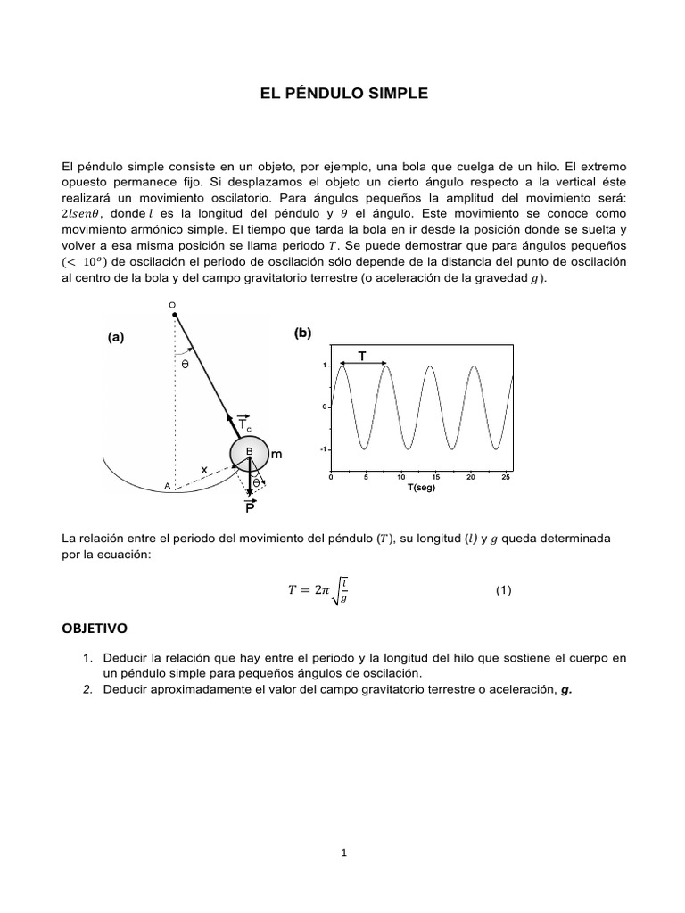 Péndulo Simple | Descargar gratis PDF | Péndulo | Oscilación
