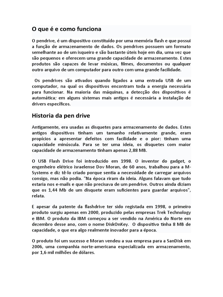 Pen Drive | PDF | Pen-drive | Ciência da Computação