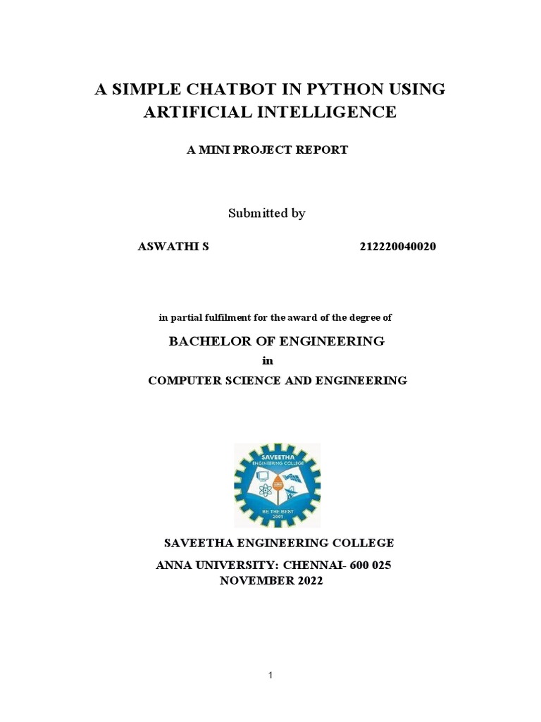 Ai Chatbot using python report | PDF
