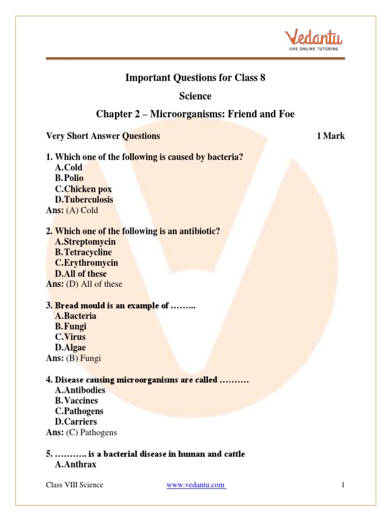 Important Questions For CBSE Class 8 Science Chapter 2 | PDF ...