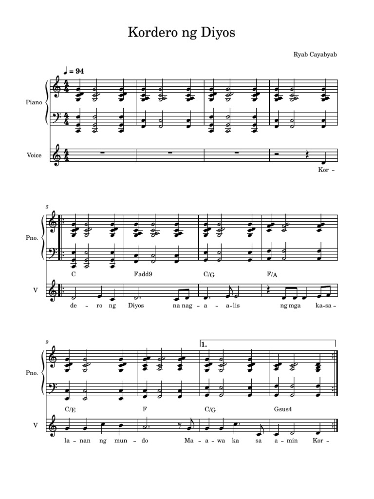 Kordero NG Diyos (Ryab Cayabyab) | PDF