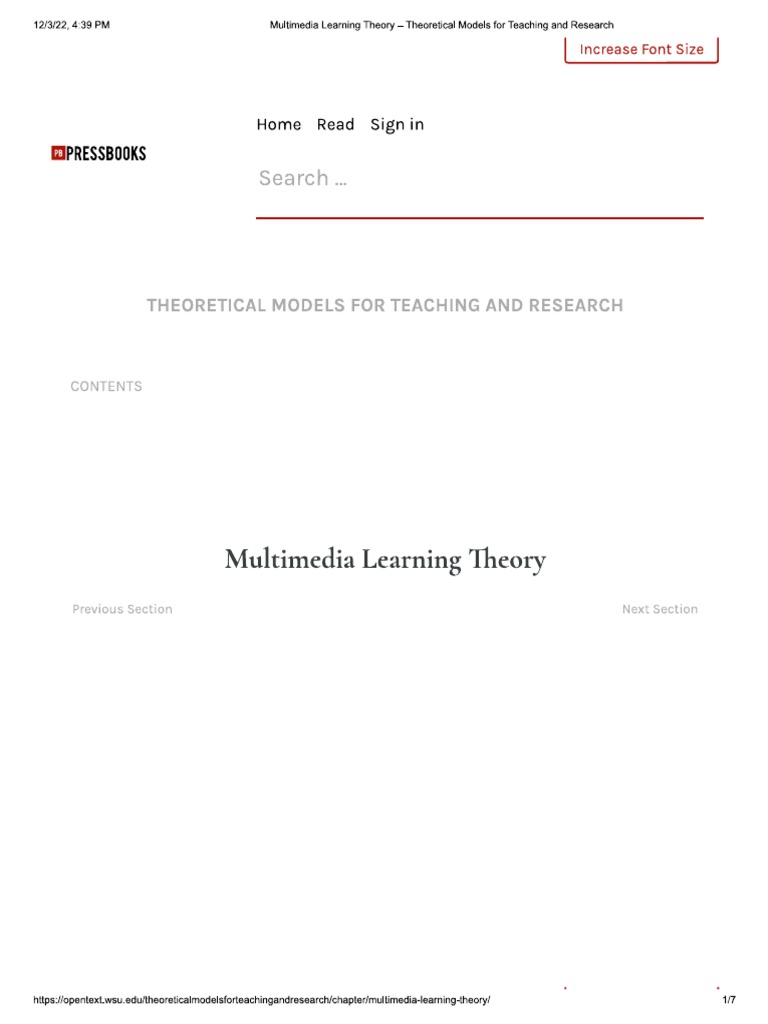 Multimedia Learning Theory Pdf