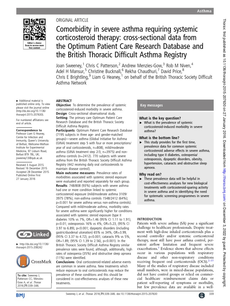 Comorbidity in Severe Asthma Requiring Systemic Corticosteroid Therapy
