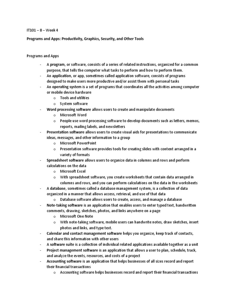 IT101 - 8 - Week 4 Notes | PDF | Graphical User Interfaces | Operating ...