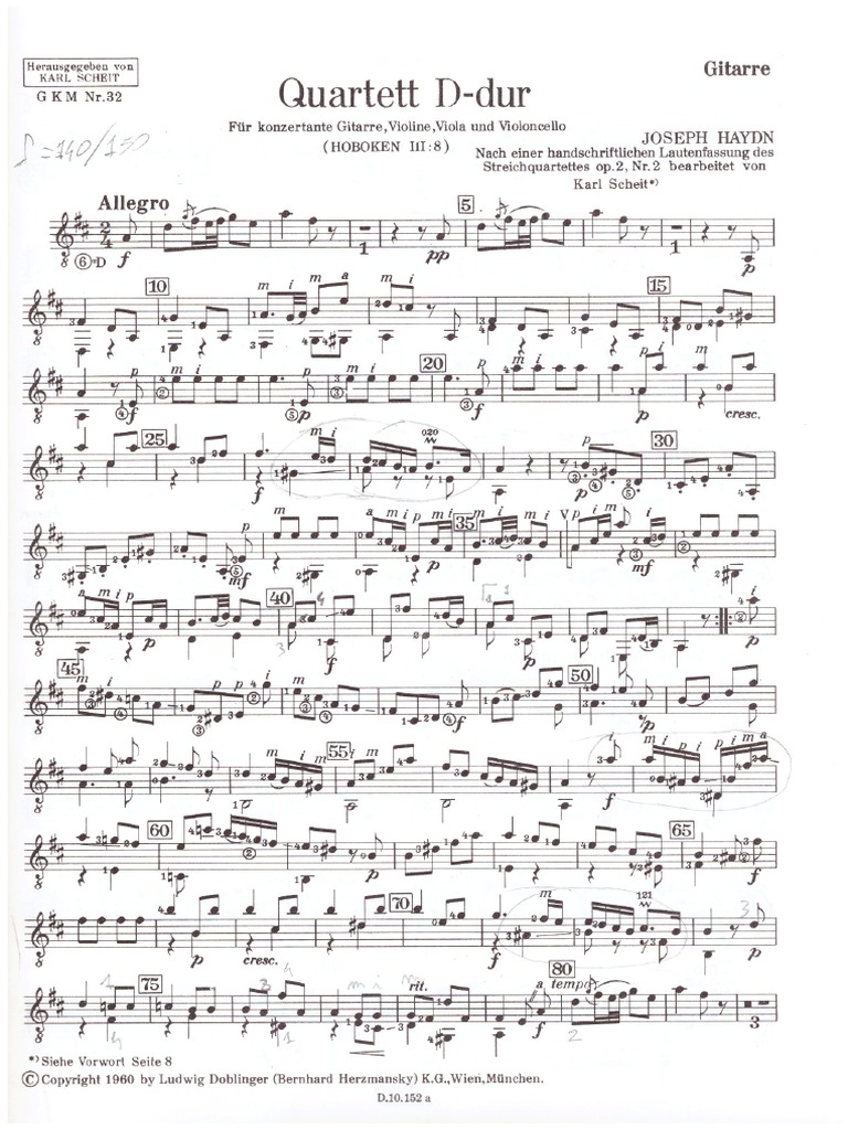 Haydn Quartetto in D Archi e Chitarra Parte Chit PDF