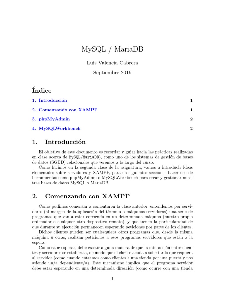 Guía Introductoria a MySQL y XAMPP | PDF | Mi sql | Servidor web