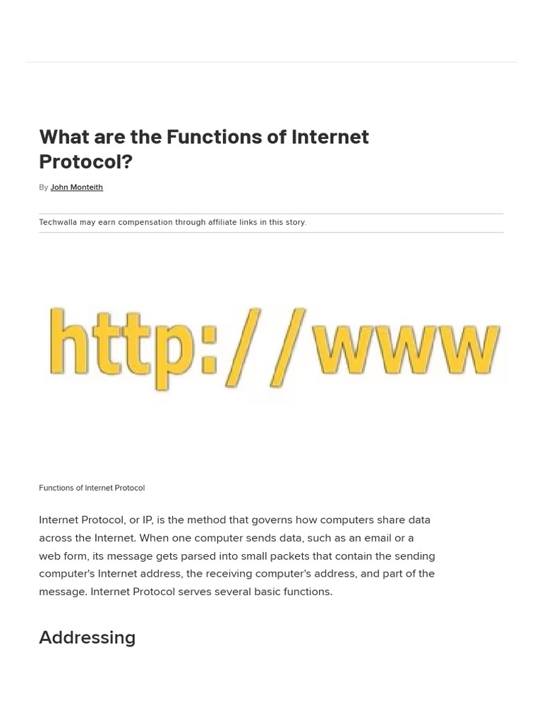 What Are The Functions of Internet Protocol - Techwalla | PDF | Ip ...
