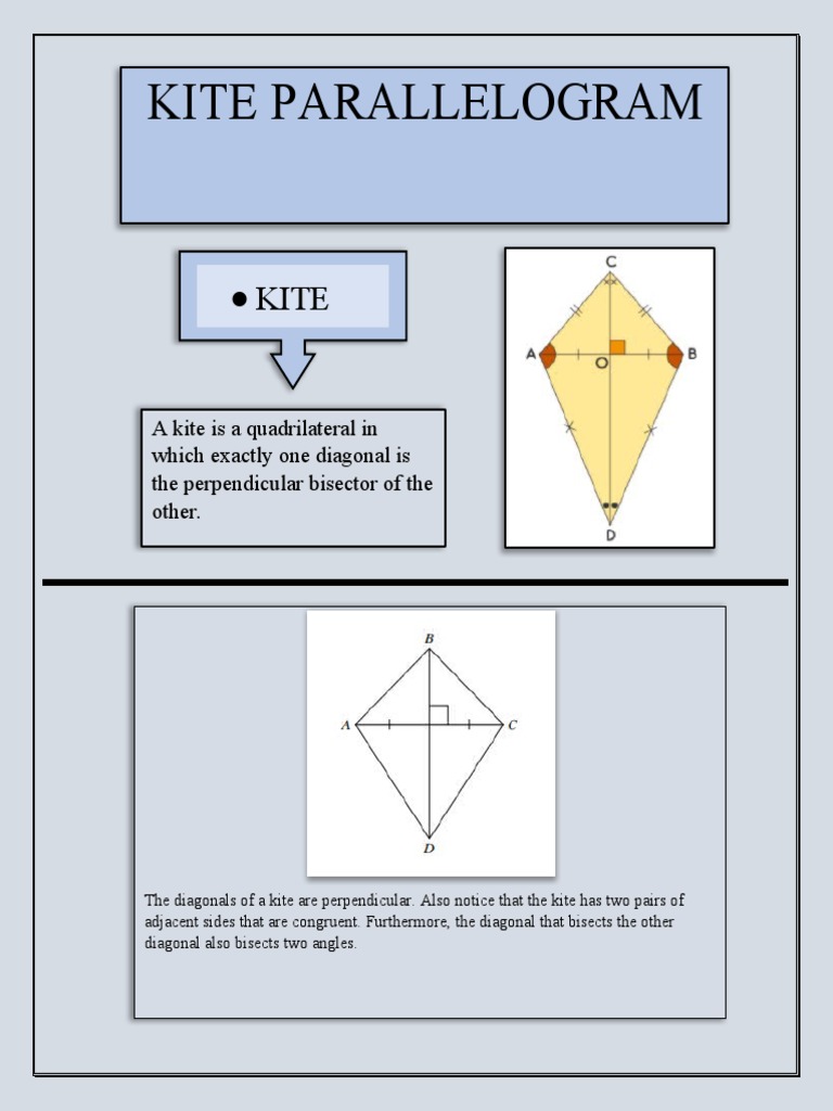 Kite Parallelogram A Kite Is A Quadrilateral in Which Exactly One Diagonal Is The Perpendicular