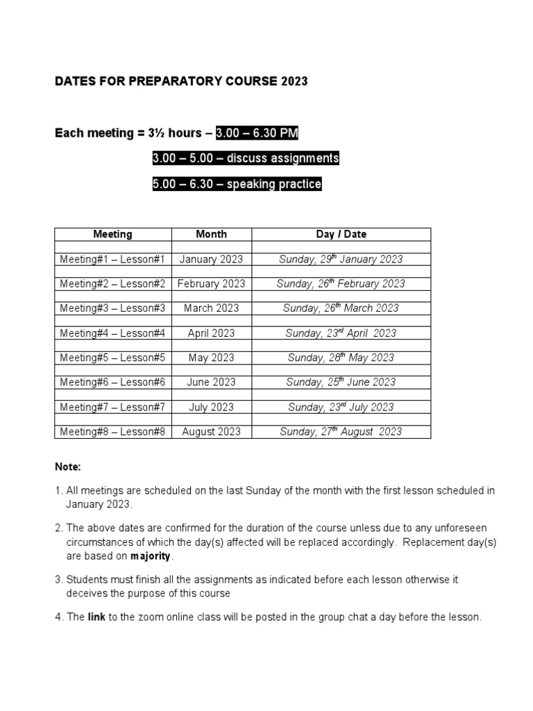 Meeting Schedule 2023 | PDF