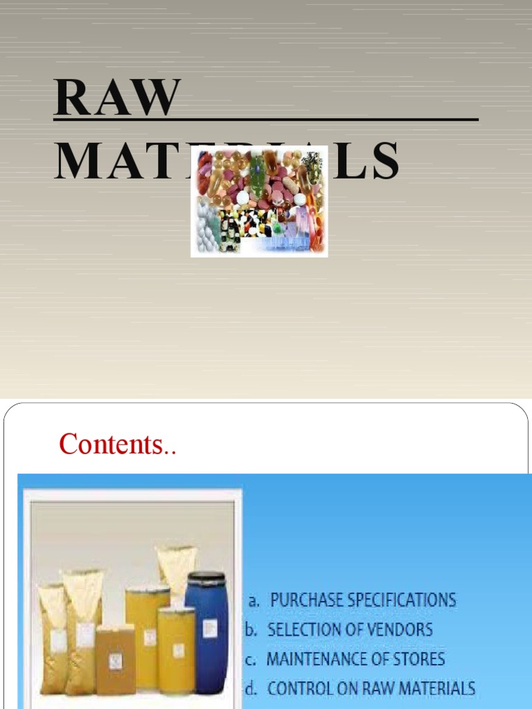 Raw Material Management in Pharmaceuticals | PDF | Specification ...