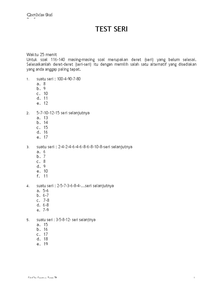 Tes Deret Matematika dan Logika | PDF