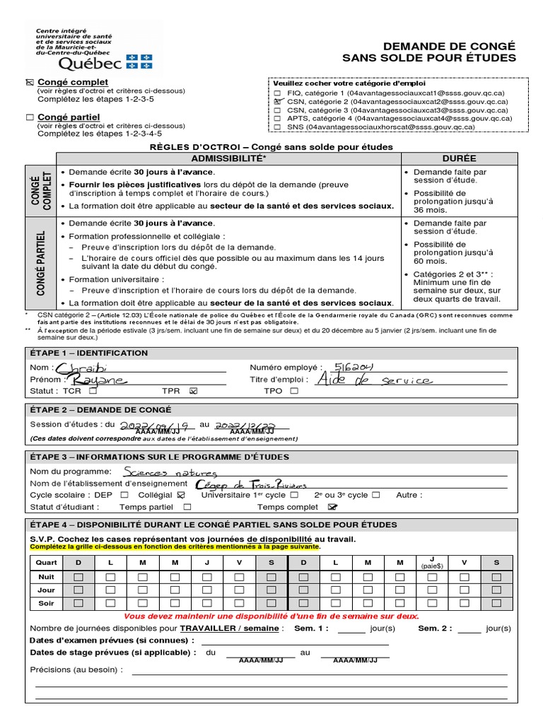 Demande de Congé Sans Solde Études | PDF