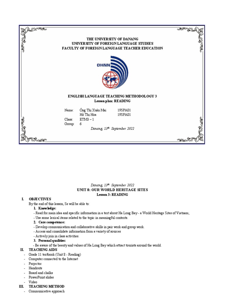 Reading Lesson Plan - Unit 8 - Grade 11 | PDF | Speed Reading ...