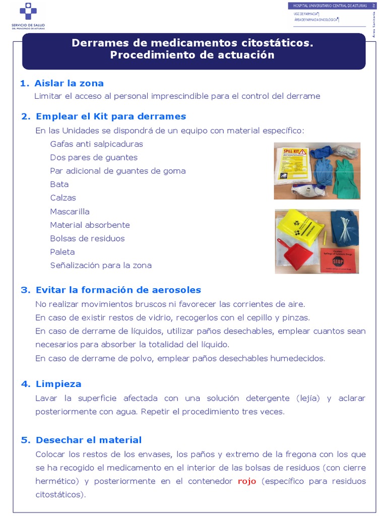 Protocolo para Manejo de Derrames de Citostáticos | PDF | Salud y bienestar