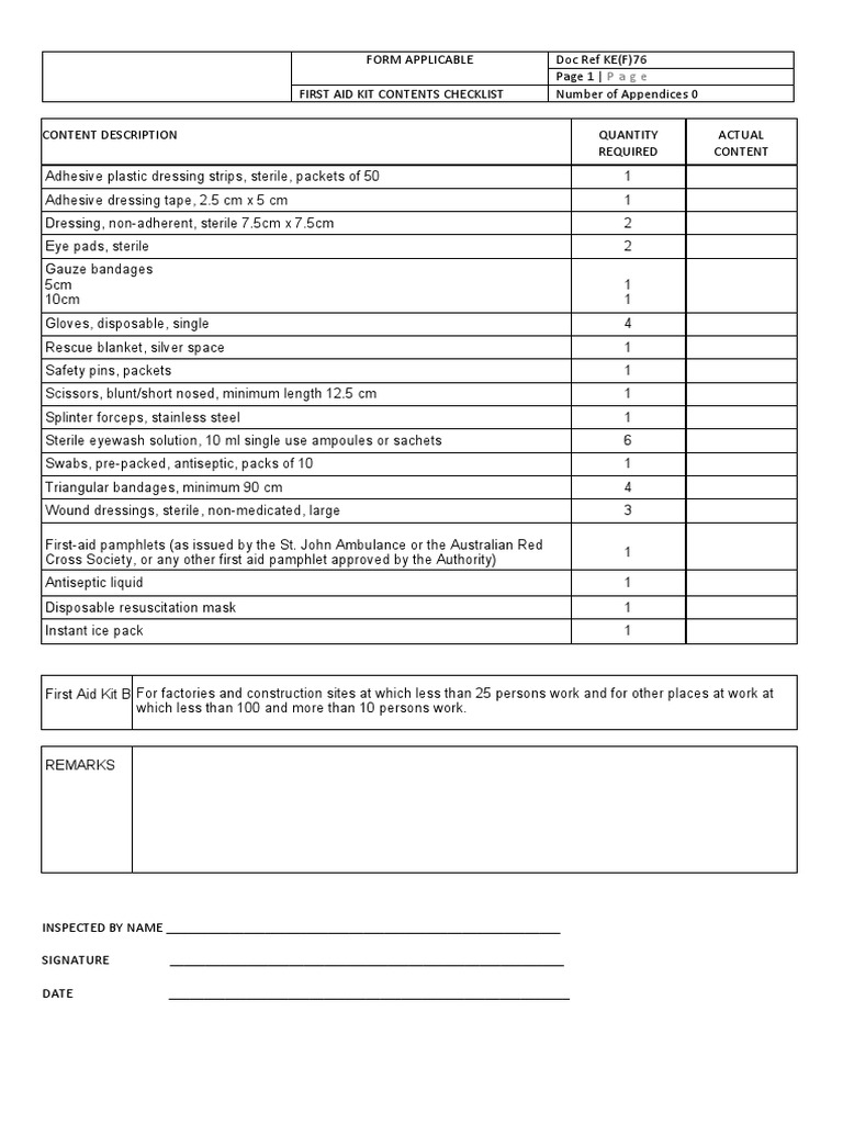 First Aid Box Contents | PDF | First Aid | Emergency Medical Services