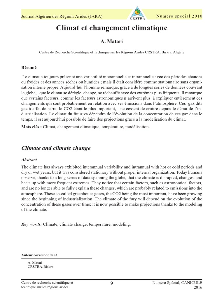 Climat Et Changement Climatique | PDF | Terre | Gaz à effet de serre