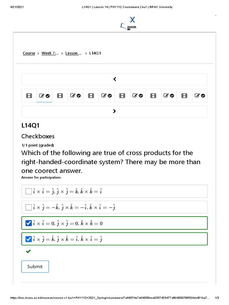 L14Q1 - Lesson 14 - PHY112 Courseware - BuX - BRAC University | PDF ...
