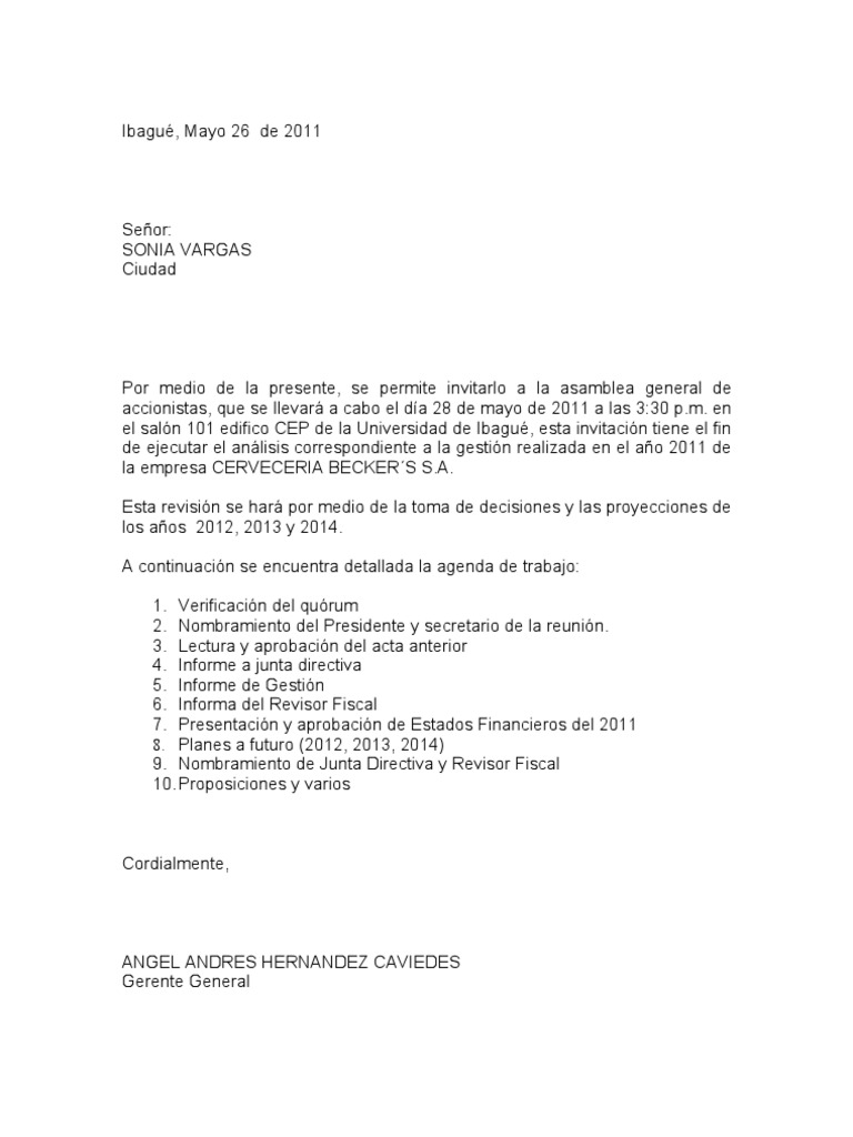 CARTAS INVITACION asamblea