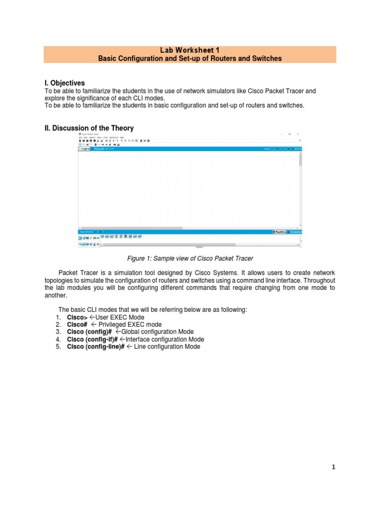 1 Basic Configuration and SetUp of Routers and Switches PDF Router Network Switch
