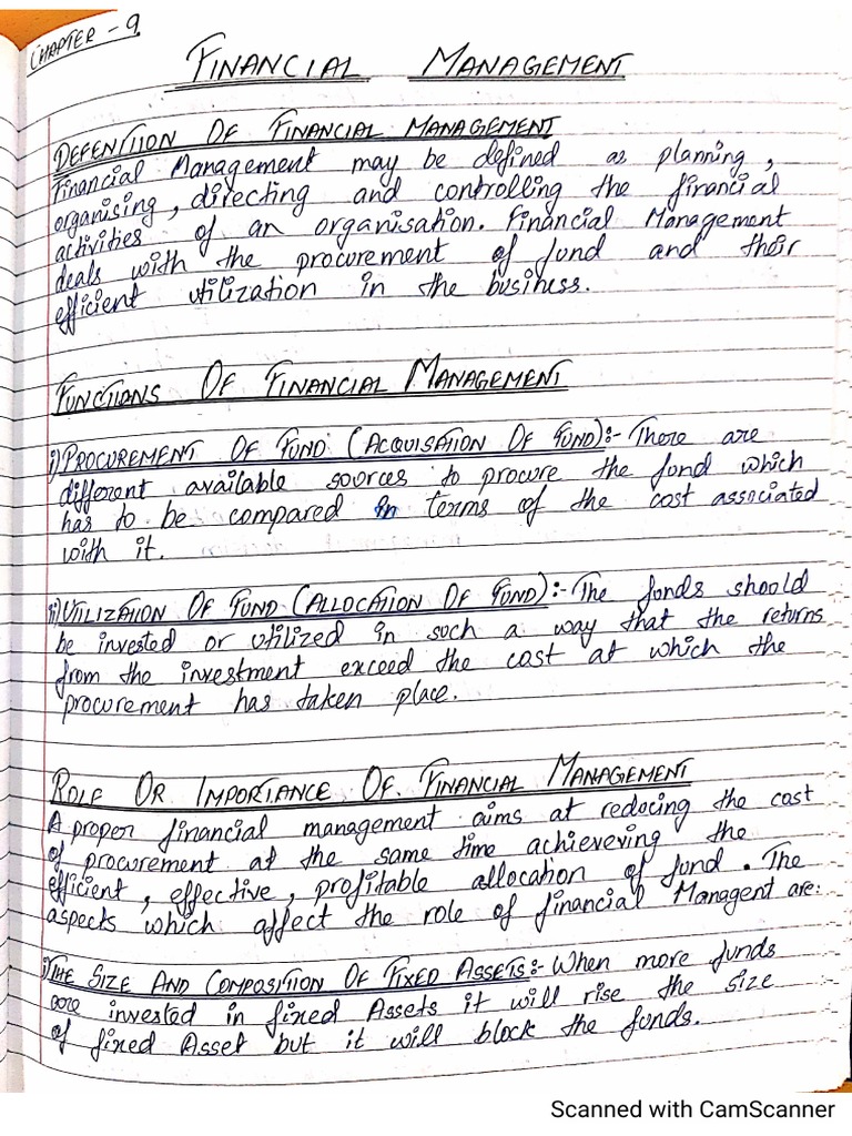 Chapter 9 Financial Management Pdf