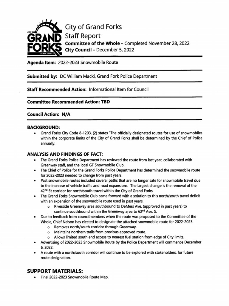 20222023 Grand Forks Snowmobile Route PDF