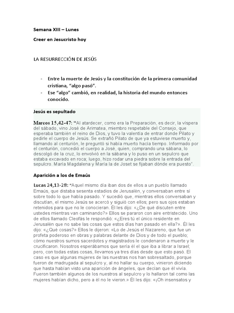 La Resurrección de Jesús y su Impacto | PDF | La resurrección de Jesús ...