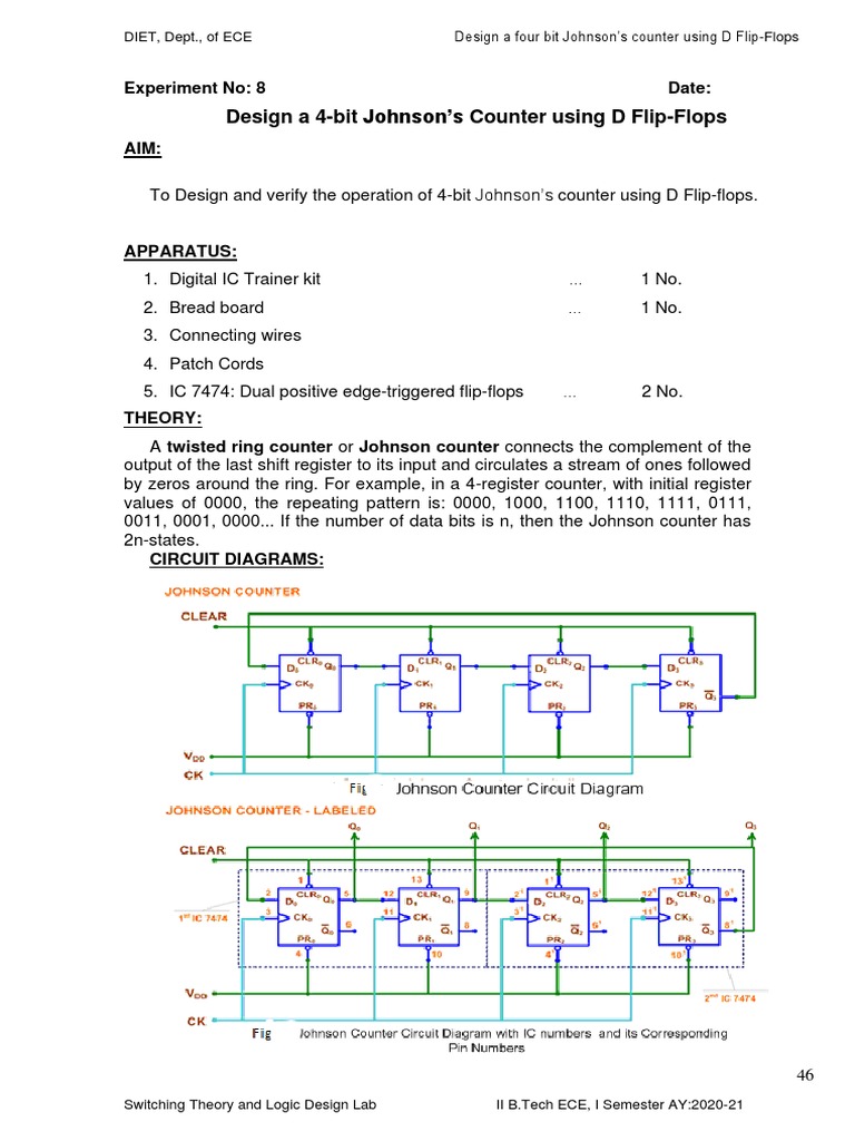 4-Bit Johnson Counter Design Guide | PDF | Logic Gate | Information And  Communications Technology