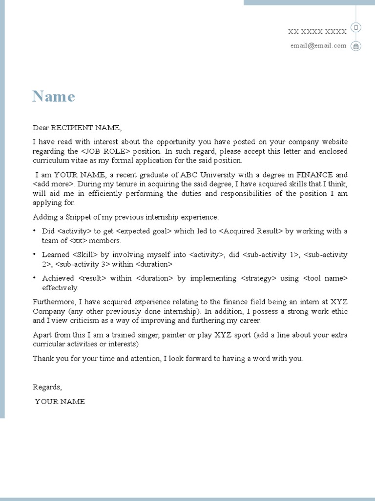 Finance Template Cover Letter | PDF