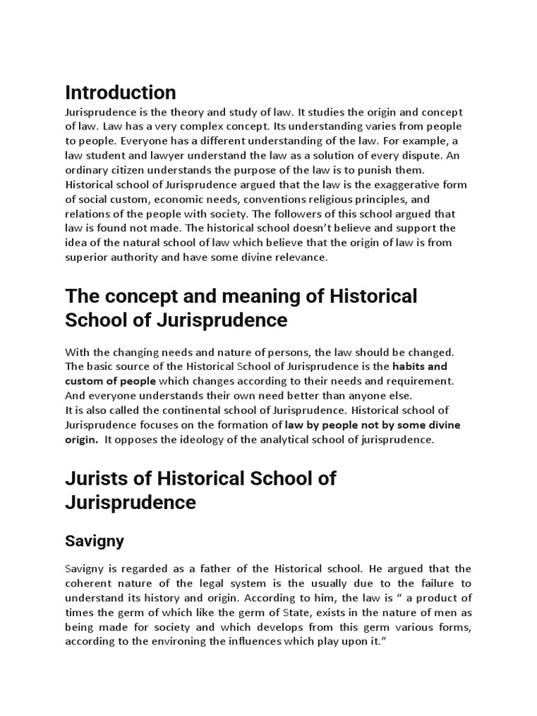 Historical School of Jurisprudence PDF Jurisprudence Justice