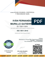Iván Fernando Murillo Gutierrez: American Council Certifica Y Reconoce Que