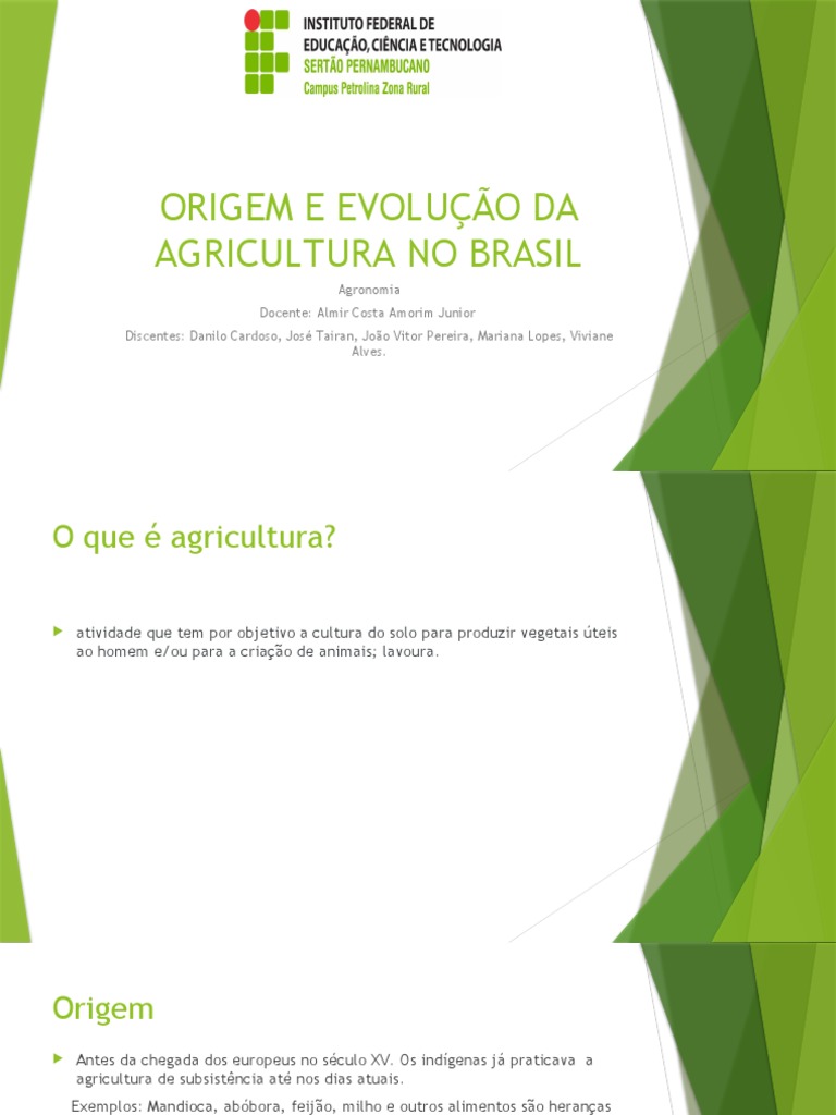 Origem e Evolução Da Agricultura No Brasil | PDF | Agricultura | Milho
