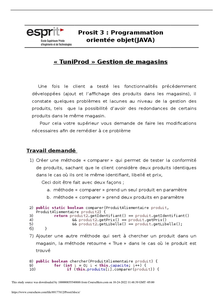 Gestion des produits en Java OOP | PDF | Informatique | Programmation ...