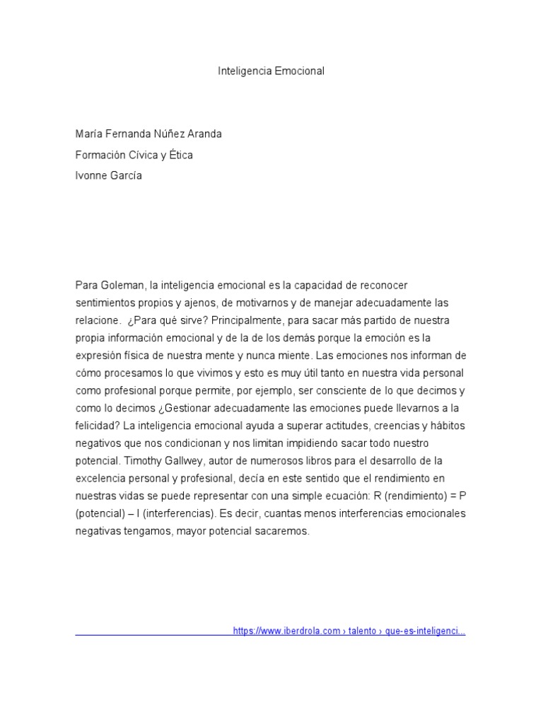 Importancia de la Inteligencia Emocional | PDF | Las emociones ...