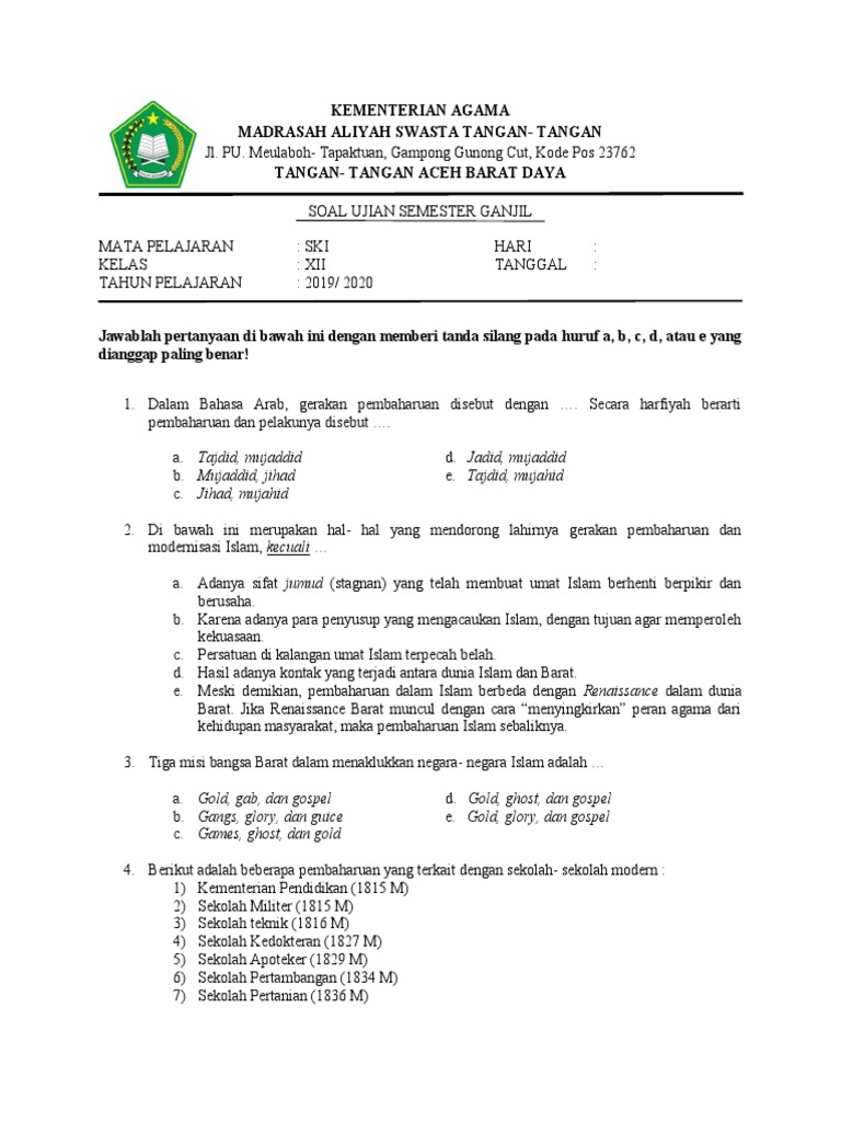 Soal Ski Kelas Xii Pdf