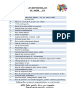 Lista de Útiles Escolares T1, 2022