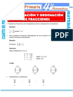 Comparacion y Ordenacion de Fracciones para Cuarto de Primaria