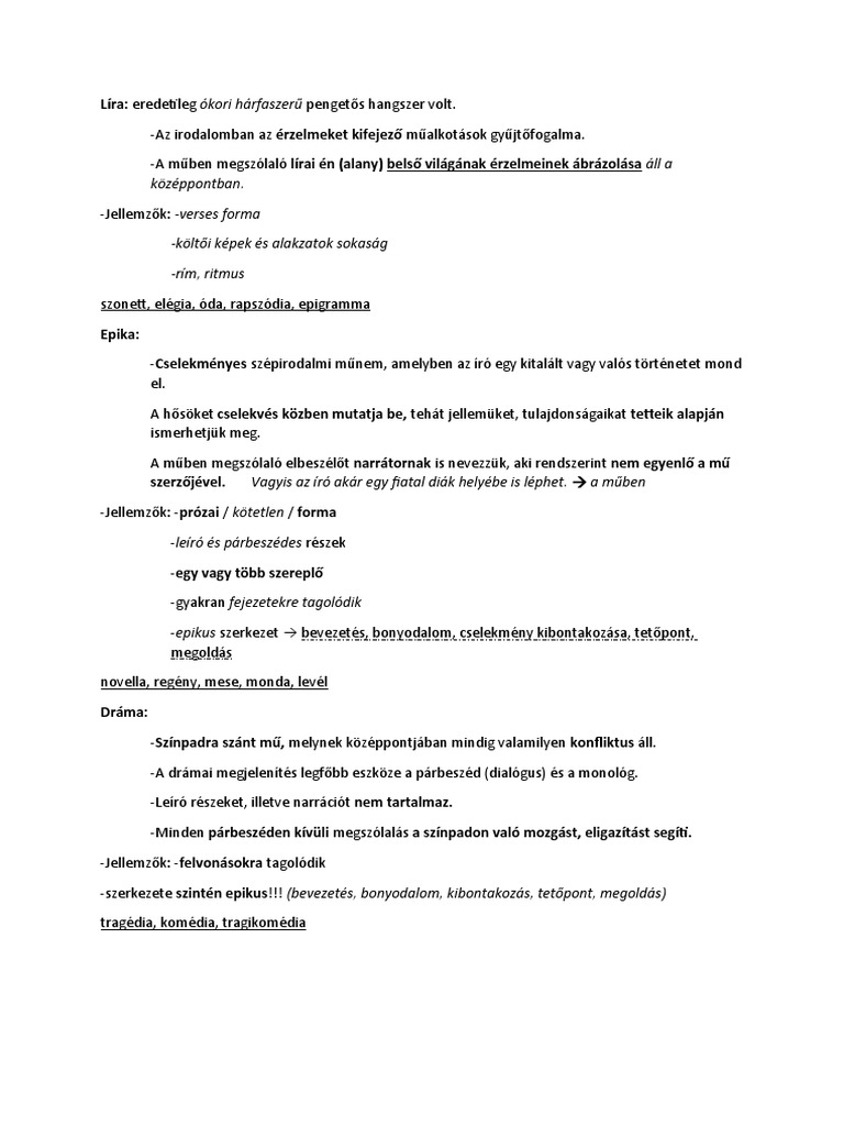 Líra, Epika, Dráma | PDF