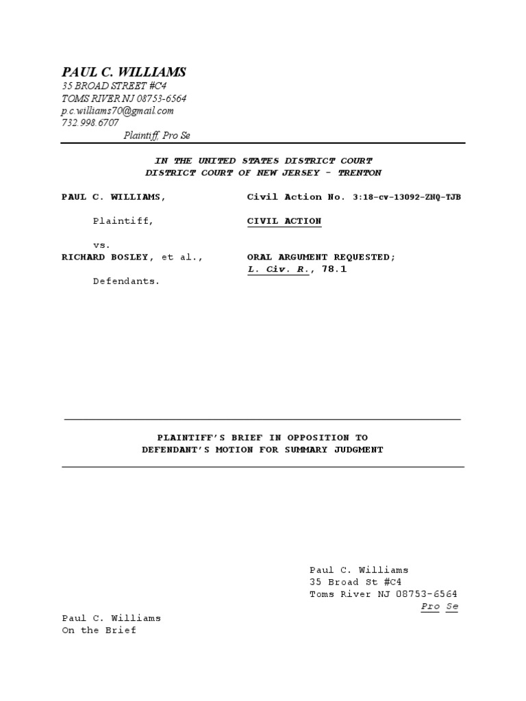 3/04/22 Plaintiff's Brief in Opposition To Defendant's Brief in Support ...